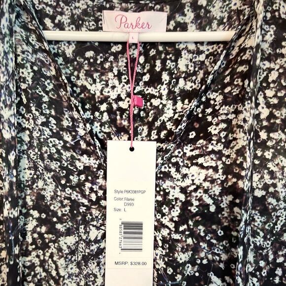 PARKER Floral Flowy High Low Hem Sleeveless Maxi Dress in Filaree Color .Size L - Picture 8 of 16